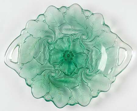 Wild Rose Green Handled Cake Plate
