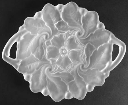 Wild Rose Clear Frosted Handled Cake Plate