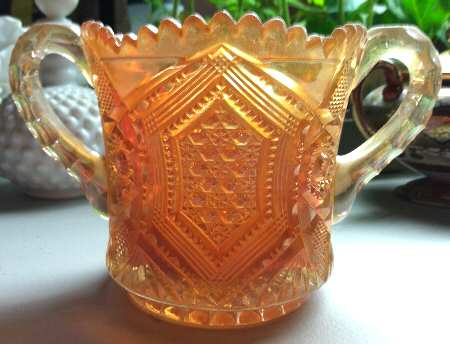 Hexagon and Cane Marigold by Imperial Glass-Ohio