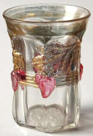 Panelled Strawberry Red Gold by Indiana Glass