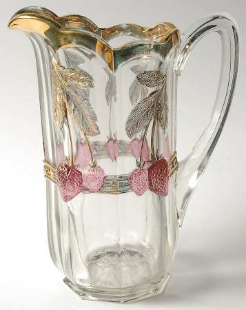 Panelled Strawberry Red Gold 48 Oz Pitcher