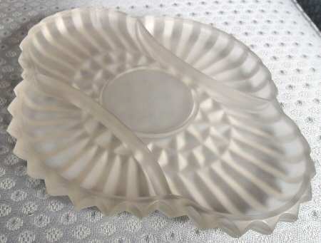 Lotus Blossom Clear Frosted 12" Oblong 3 Part Celery/Relish
