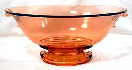 Double Scroll Pink 10" Oval Bowl