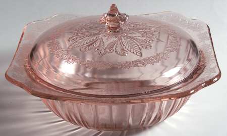 Adam Pink Covered Round Vegetable, 9" Base