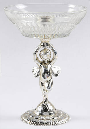 Anniversary Clear Round Compote (Height X Width) with Metal Stand