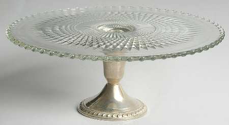 Anniversary Clear Peg Cake Salver with Sterling Base