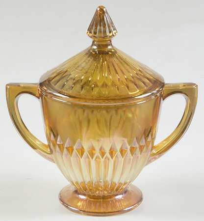 Anniversary Iridescent Footed Sugar Bowl & Lid