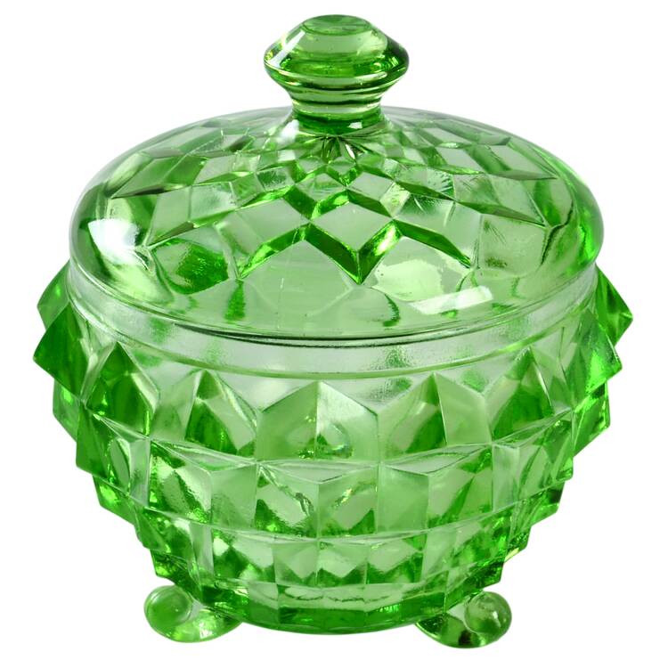Cube Green Powder Jar & Lid