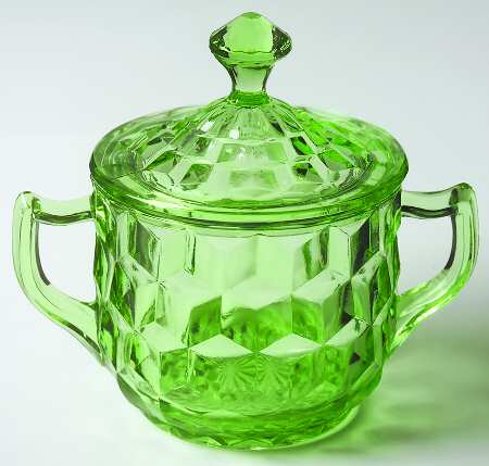 Cube Green Sugar Bowl & Lid