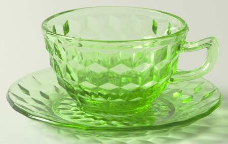 Cube Green Cup & Saucer Set