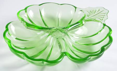 Doric Green 3 Part Clover Shape Candy Dish