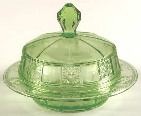 Doric Green Round Covered Butter