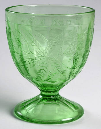 Floral Green Footed Candy Dish No Lid