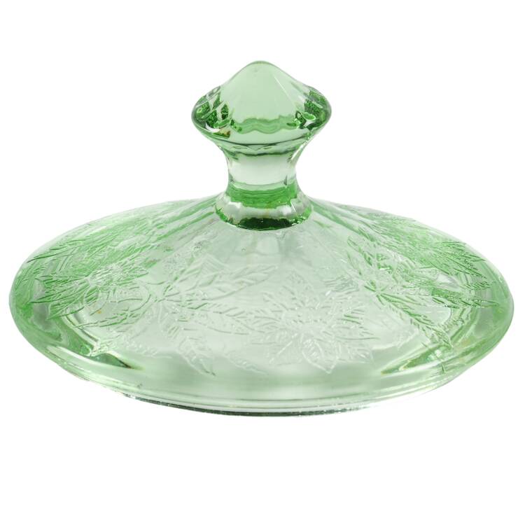Floral Green Lid for Footed Candy Dish
