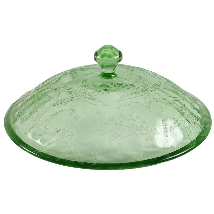 Floral Green Lid for Round Vegetable Bowl
