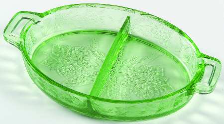 Floral Green 8" Oval 2 Part Relish