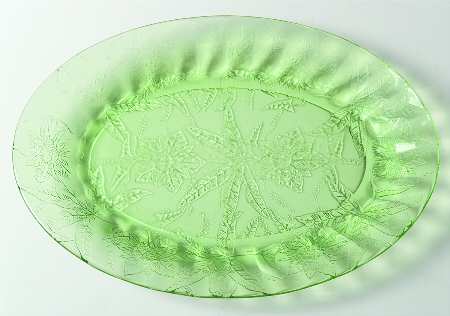 Floral Green 10" Oval Platter