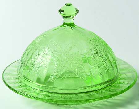 Floral Green Round Covered Butter