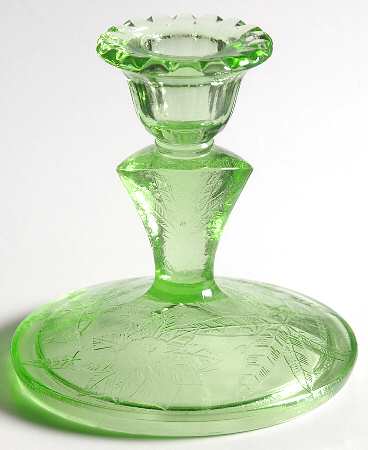 Floral Green 4" Single Light Candlestick