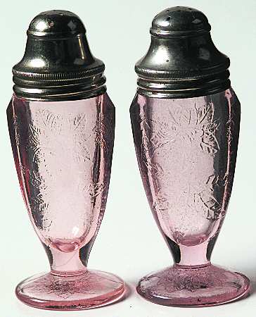 Floral Pink Footed Shaker Set & Metal Lids