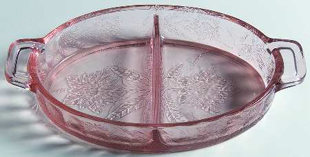 Floral Pink 8" Oval 2 Part Relish