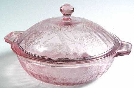Floral Pink Covered Round Vegetable, 9" Base