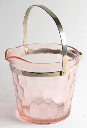 Hex Optic Pink Handled Ice Bucket (Metal Rim & Handle)