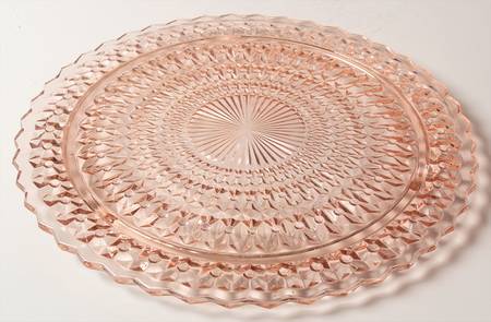 Holiday Pink Footed Cake Plate