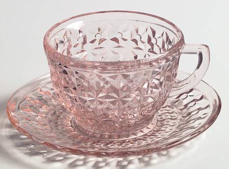 Holiday Pink Cup and Saucer Set by Jeannette