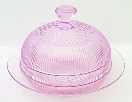 Homespun Pink Round Covered Butter