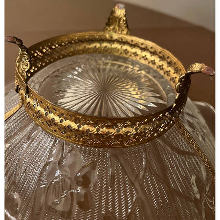 Iris Clear 11" Large Ruffled Fruit Bowl with Metal Foot