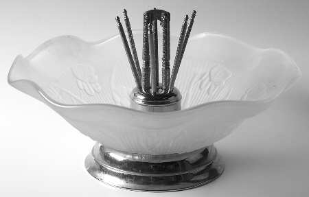 Iris Clear 11" Nut Set (Metal Base, Hardware, & Frosted Bowl