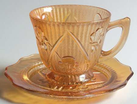 Iris Iridescent Cup & Saucer Set by Jeannette