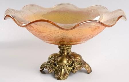 Floragold 9" Ruffled Bowl with Metal Foot