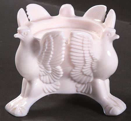 Shell Pink Milk Glass Eagle Candleholder