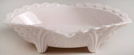 Shell Pink Milk Glass Florentine Footed Bowl