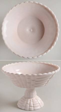 Shell Pink Milk Glass Large Footed Fruit Bowl