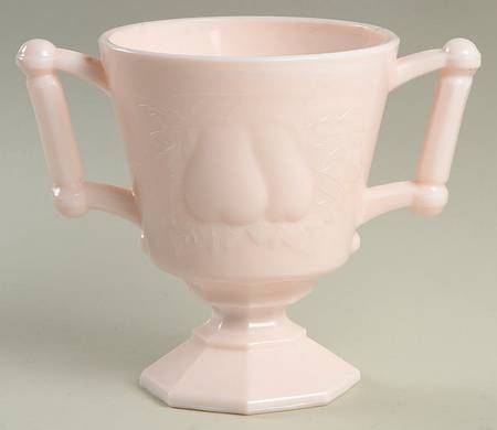 Shell Pink Milk Glass Footed Open Sugar