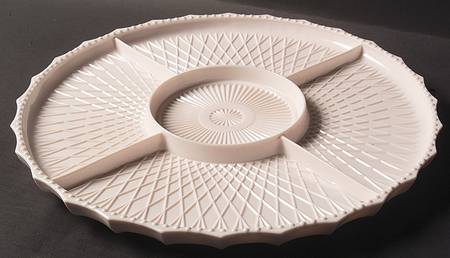 Shell Pink Milk Glass Lazy Susan, 5-Part Tray Only