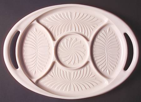 Shell Pink Milk Glass 165" Oval 5 Part Relish