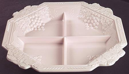 Shell Pink Milk Glass 12" Octagonal 4 Part Relish