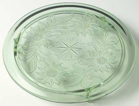 Sunflower Green Footed Cake Plate