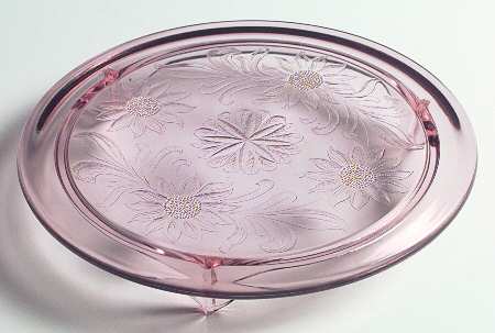 Sunflower Pink Footed Cake Plate