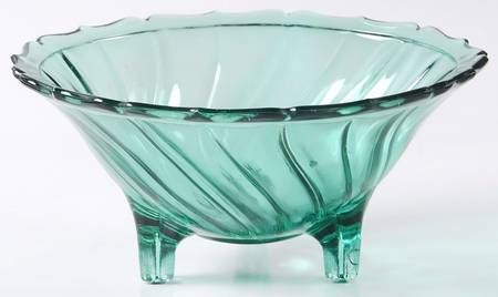 Swirl Ultramarine (Blue Green) 3-Footed Open Candy Dish