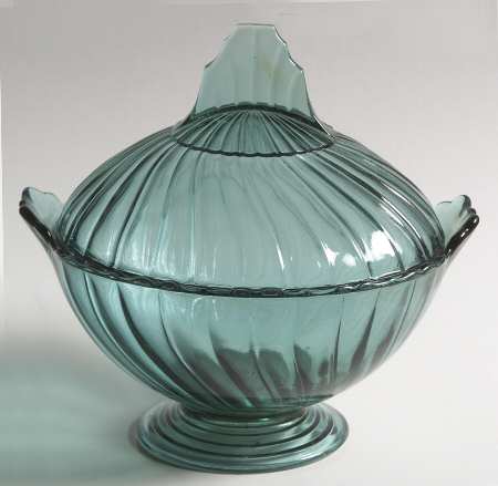 Swirl Ultramarine (Blue Green) Candy Dish & Lid