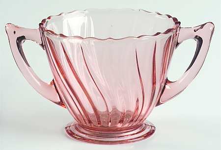 Swirl Pink Footed Open Sugar by Jeannette