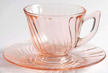 Swirl Pink Footed Cup & Saucer Set