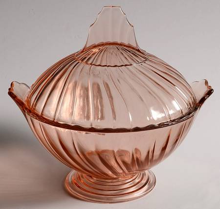 Swirl Pink Candy Dish & Lid