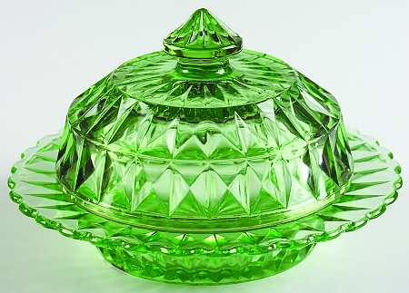 Windsor Green Round Covered Butter