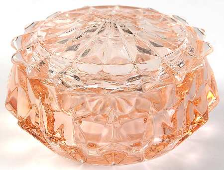 Windsor Pink Round Puff Box with Lid by Jeannette